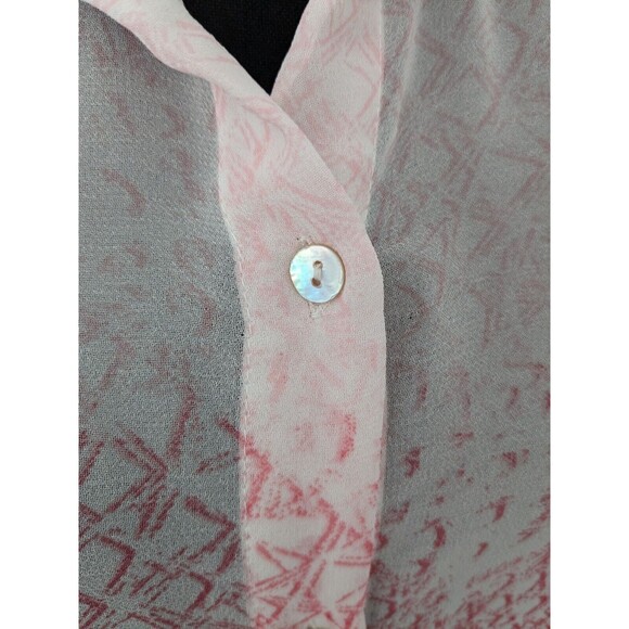 CHICO'S Easywear By Top Women's Size M/1 Pink Ombre Abstract Sheer Geometric - Picture 5 of 14